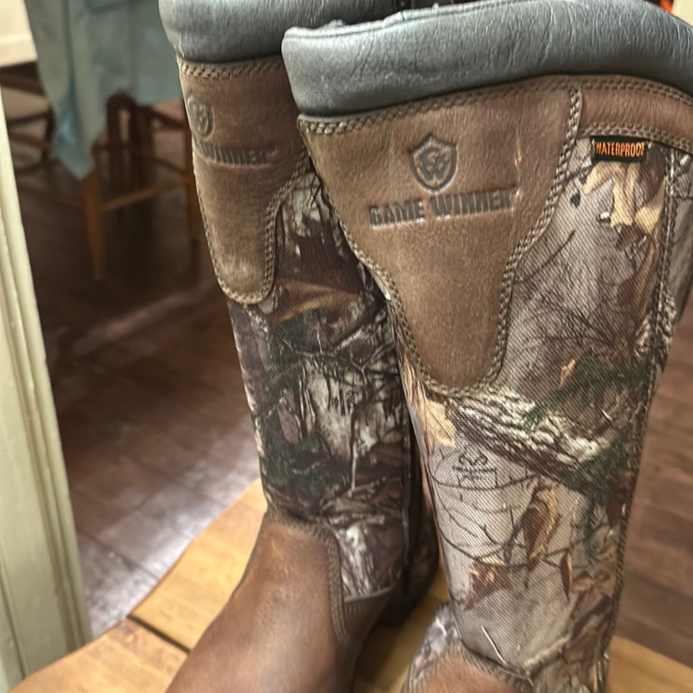 Game Winner 17" Snakeproof Waterproof Camo Side-Zip Men's Hunting Boots Sz 10